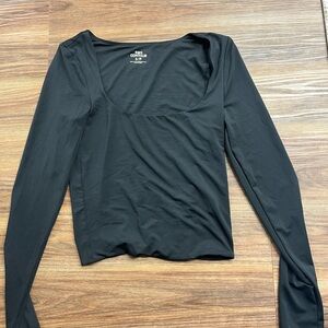 Black Long Sleeve Top Bodycon Flattering